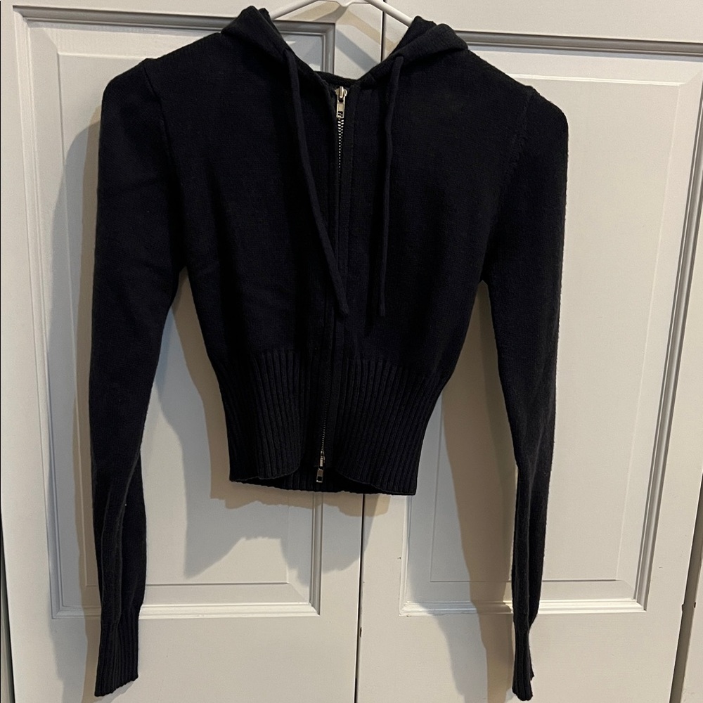 Edikted navy cropped knit jacket